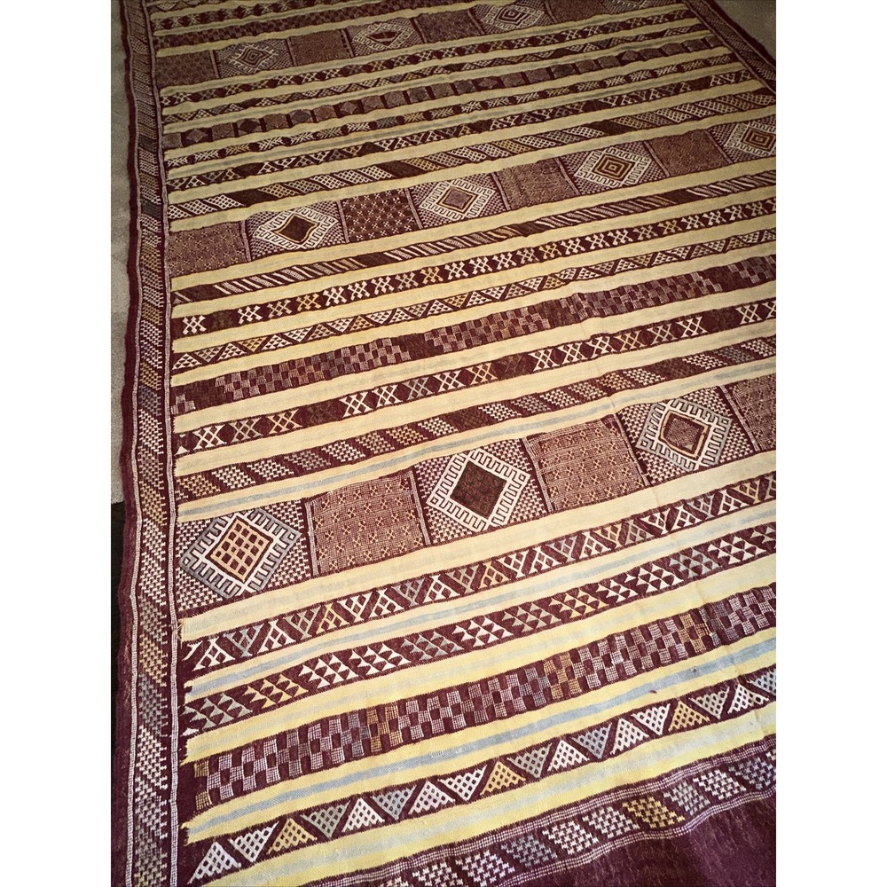 9'x6' Handmade Moroccan Flat Weave Kilim Rug Geometric Tribal Wool - Never used - Picture 3 of 9